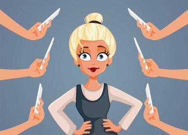 Çevrimiçi Ünlü Vektör Çizgi Filminin Fotoğraflarını Çeken İnsanlar