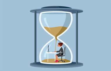 Ofis İşçisi Ömrünü Sıkı Vektör İllüstrasyonuyla Geçiriyor