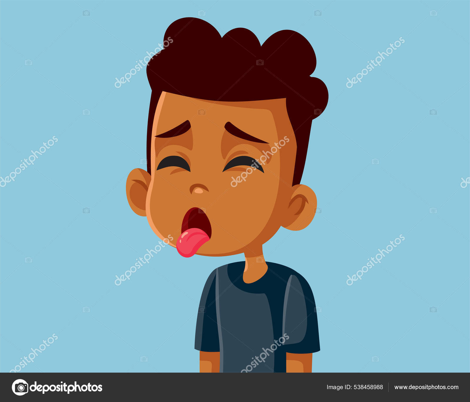 Unhappy Little Boy Making Yuck Face Vector Cartoon图库矢量图作者：© nicoletaionescu  538458988