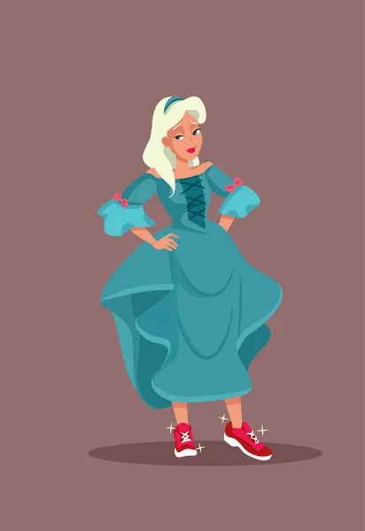 Princesse Heureuse Portant Des Chaussures Sport Illustration Dessin Animé Vectoriel — Image vectorielle