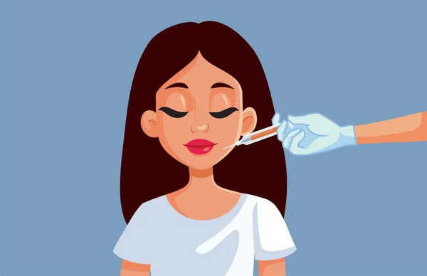 Young Woman Getting Lip Fillers Vector Illustration — Stock Vector