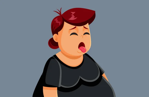Unhappy Disgusted Mature Woman Feeling Sick Vector Illustration - Stok Vektor