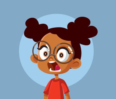 Shocked Panicked Little Girl Vector Cartoon Illustration