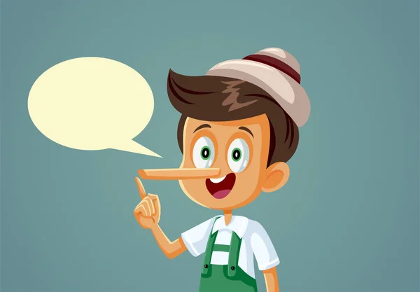 Little Boy Telling Many Lies Vector Cartoon Illustration — Vettoriale Stock