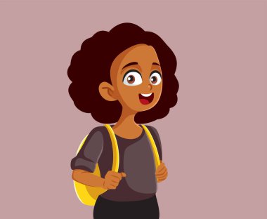 Cheerful Female Student with Backpack Vector Cartoon Illustration
