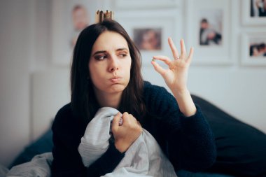 Exhausted Insomniac Princess Blaming a Pea in the Pillows