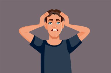 Exasperated Desperate Man Vector Cartoon Illustration