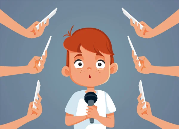 Shy Boy Having Stage Fright Moment Vector Cartoon Illustration — Stok Vektör