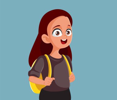 Happy Student Holding Her Backpack Vector Cartoon