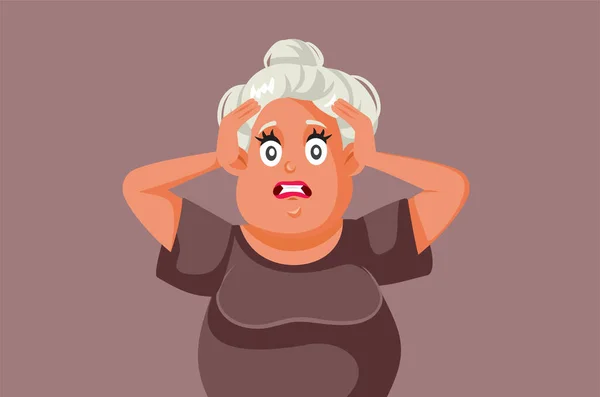 Desperate Mature Middle Age Woman Vector Cartoon Illustration — стоковый вектор