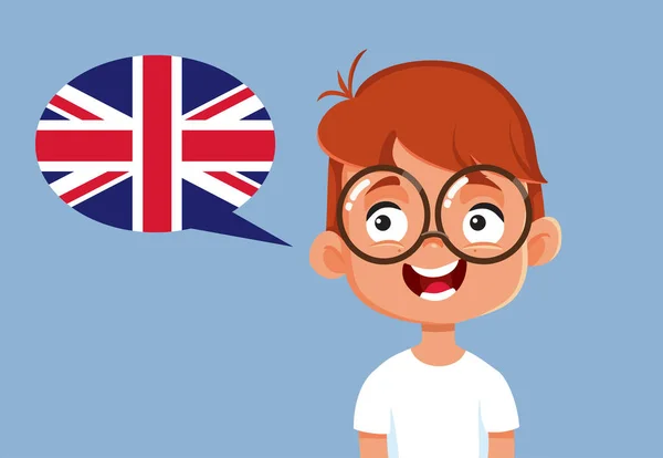 Student Boy Speaking English Vector Cartoon Illustration — 图库矢量图片