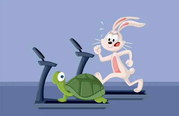 Rabbit Turtle Modern Story Vector Cartoon Illustration — Stock vektor