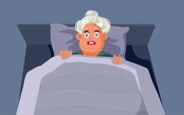 Scared Adult Woman Awake from a Nightmare Vector Cartoon Illustration