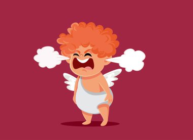 Funny Angry Cupid Vector Cartoon Illustration clipart
