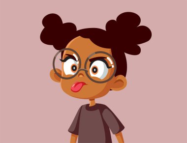 Misbehaving Little Girl Making Rude Gesture Vector Illustration