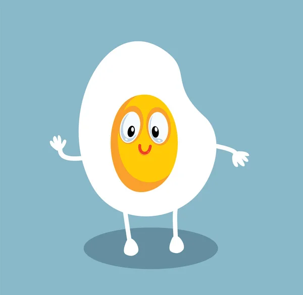 Funny Fried Egg Vector Cartoon Character Saluting — Image vectorielle