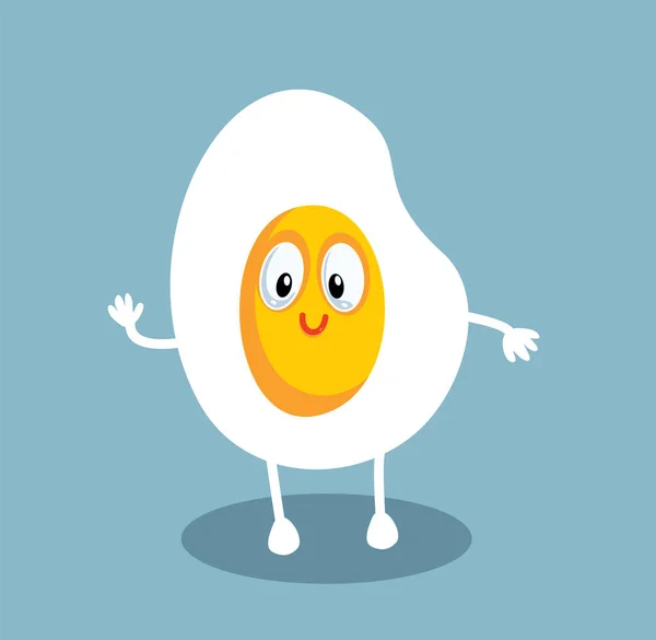 Funny Fried Egg Vector Cartoon Character Saluting — Archivo Imágenes Vectoriales