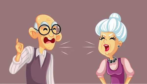 Perdebatan Pasangan Senior Memiliki Masalah Komunikasi Vektor Kartun - Stok Vektor