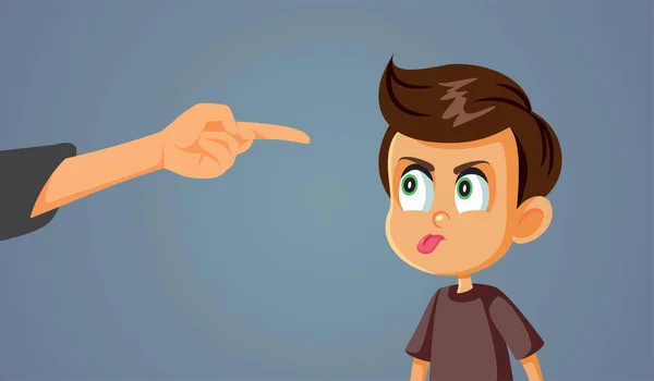 Parent Scolding Rude Misbehaving Son Vector Cartoon - Stok Vektor