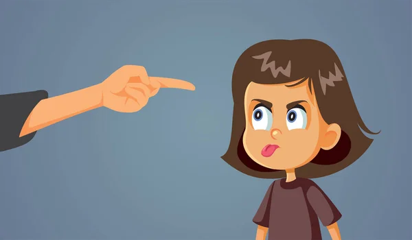 Parent Scolding Rude Misbehaving Daughter Vector Cartoon - Stok Vektor
