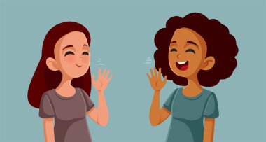 Girls Saluting Each other Forming Friendship Vector Cartoon Illustration clipart