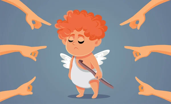 People Blaming Love Angel Cupid Vector Cartoon Illustration — Stock Vector