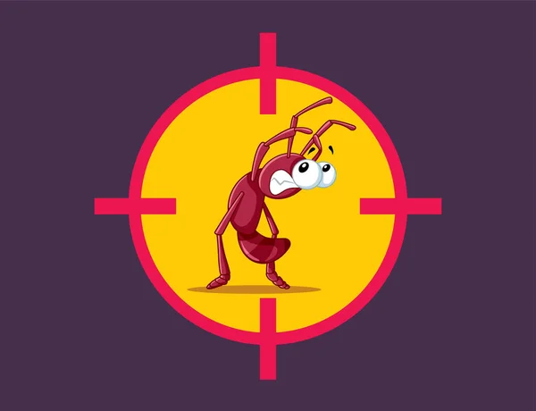 Scared Cartoon Ant Target Vector Illustration — Stockový vektor