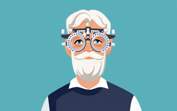 Hombre Mayor Que Tiene Una Consulta Verificación Ocular Vector Ilustración — Archivo Imágenes Vectoriales