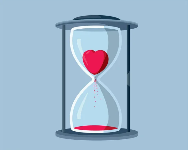 Corazón Reloj Arena Vector Ilustración Conceptual — Vector de stock