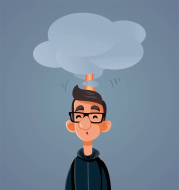 Şaşırmış Genç Adam Şaşırmış Vektör Çizgi Filmi Çizimi