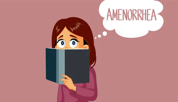 Jovem Mulher Informando Sobre Amenorréia Vector Ilustração —  Vetores de Stock