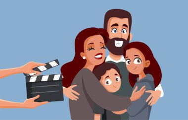 Bir Aile Şovu Vektörü Çizgi Filmi Çekimi