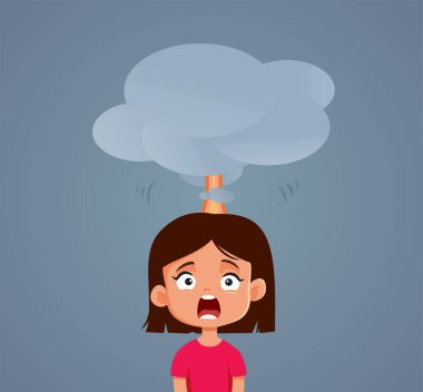 Şaşırmış Küçük Kız Şaşırmış Vektör Çizgi Filmi Çizimi