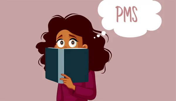 Mulher Jovem Informando Sobre Síndrome Pré Menstrual — Vetor de Stock