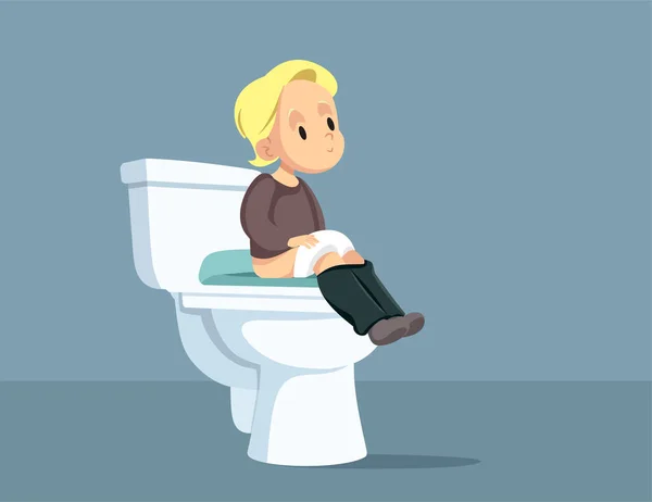 Peuter Klaar Voor Toilet Training Vector Cartoon Illustratie — Stockvector