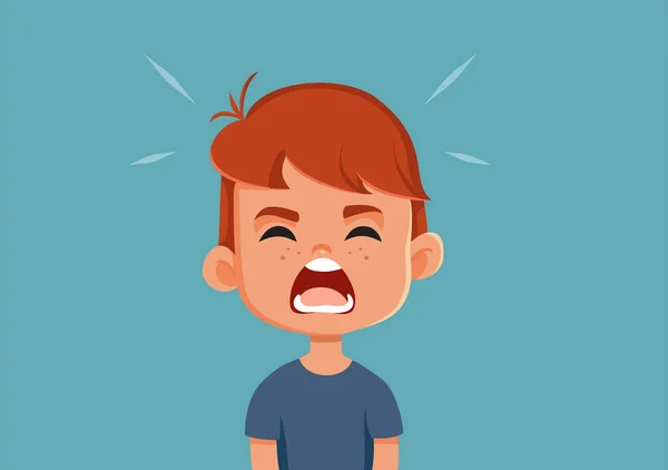 Angry Toddler Boy Gritando Atuando Fora Vector Cartoon —  Vetores de Stock