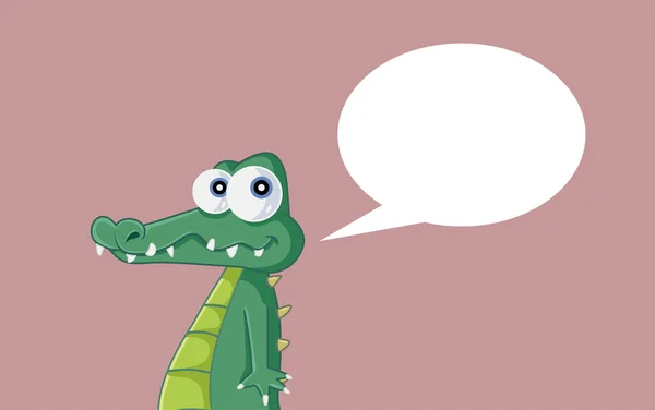 Crocodilo Dos Desenhos Animados Com Mascote Vetor Bolha Fala —  Vetores de Stock
