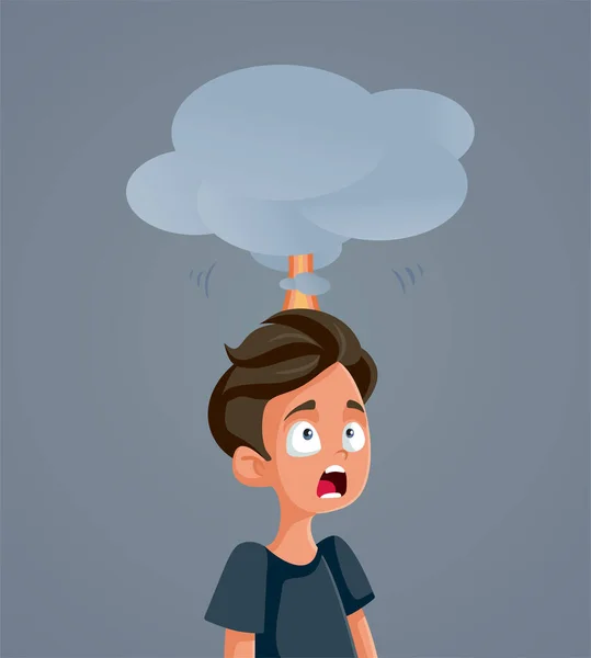 Mind Blwn Tiener Jongen Gevoel Verbaasd Vector Cartoon Illustratie — Stockvector