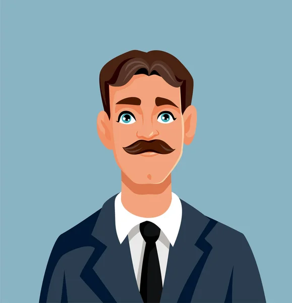 Happy Smiling Businessman Vector Cartoon Avon Portrait — стоковый вектор