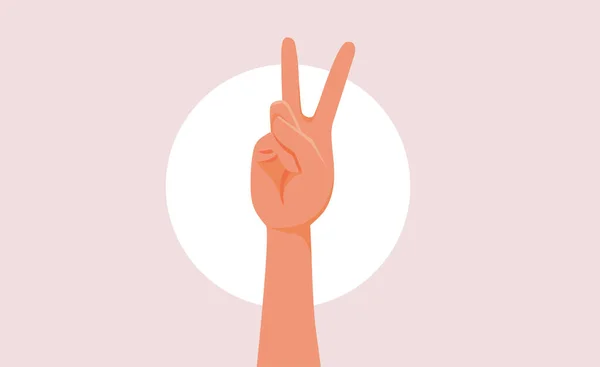 Hand Making Peace Sign Vektor Tecknad Illustration — Stock vektor