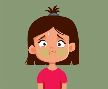 Ill Little Girl Feeling Sick and Nauseated Vector Illustration clipart
