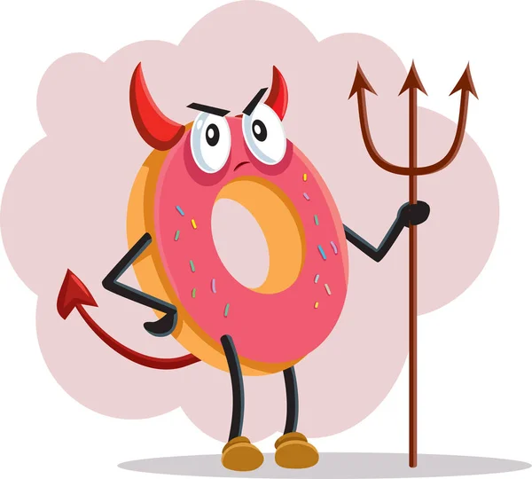 Evil Devil Donut Food Vector Cartoon Illustration — 스톡 벡터