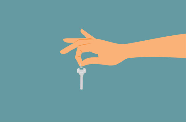 Hand Holding Keys Vector Cartoon Illustration