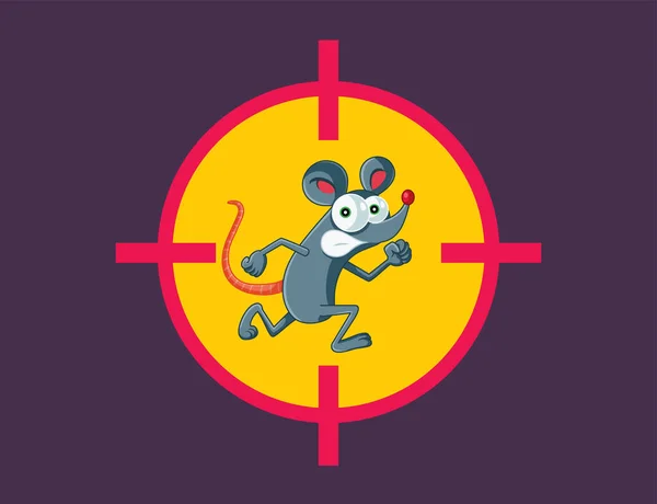 Scared Cartoon Mouse Being Targeted Vector Illustration — Stockový vektor