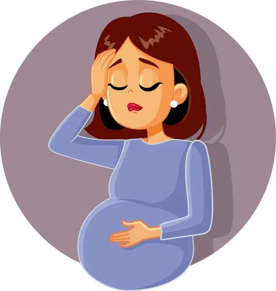 Έγκυος Γυναίκα Αισθάνεται Στρεσαρισμένη Και Συγκλονισμένη Εικονογράφηση Διάνυσμα — Διανυσματικό Αρχείο