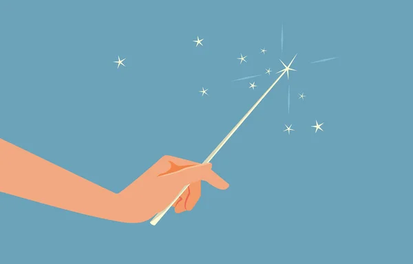 Hand Holding Magic Wand Vector Cartoon Illustration — Stock Vector