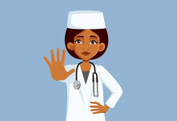 Medical Doctor Making Stop Gesture Vector Cartoon Illustratie — Stockvector