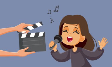 Çocuklar Yetenek Gösterisi Televizyon Vektörü Çizgi Filminde Canlı Yayın