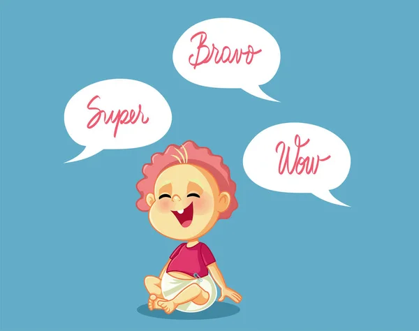 Glada Baby Bli Prisad Familj Vector Tecknad Illustration — Stock vektor