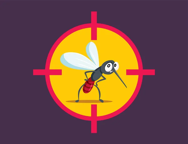 Scared Cartoon Mosquito Target Vector Illustration — Stock Vector